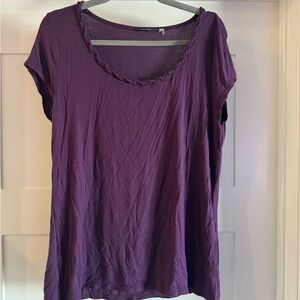 Elie Tahari Purple Cap Sleeve Relaxed Tee